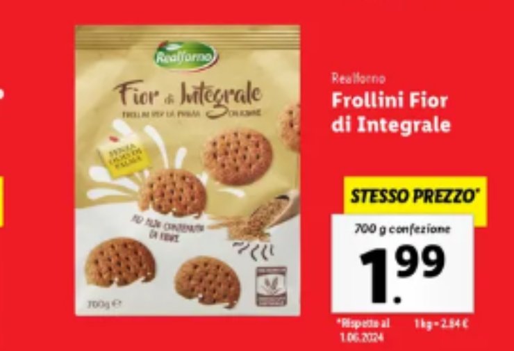 Biscotti frollini fior di integrale - foto volantino LIDL - lagazzettaennese.it