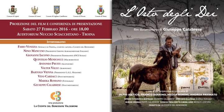Troina: Sarà proiettato il film di Giuseppe Calabrese “L’Orto degli Dei”