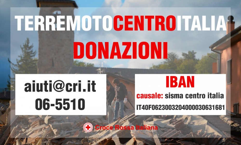 Sisma Centro Italia, attivata raccolta fondi CRI