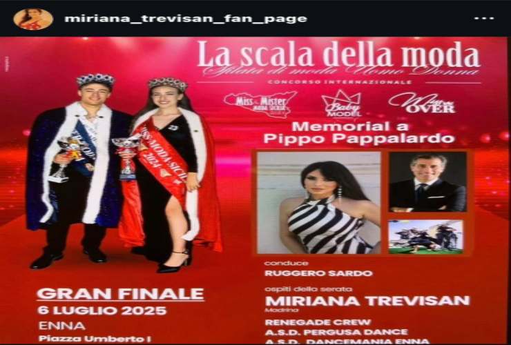 La scala della moda - foto Instagram @miriana_trevisa_fan_page - lagazzettaennese.it